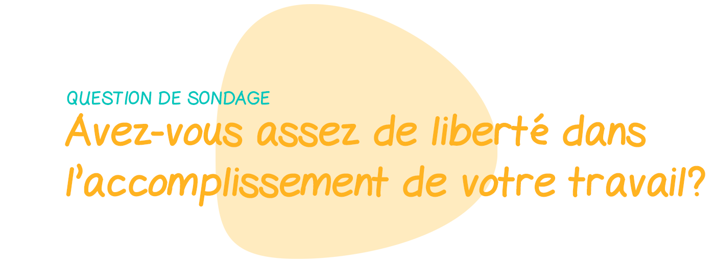 Question de sondage: Pensez-vous avoir assez de liberté quant à la manière dont vous accomplissez votre travail?